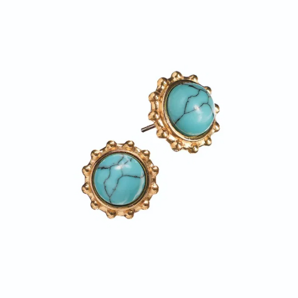 Hot Tomato Turquoise Sun Stud Earrings