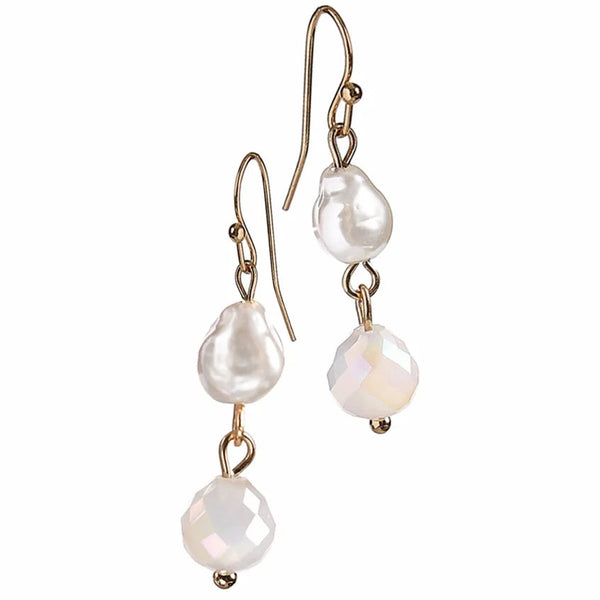 Hot Tomato Vintage Inspired Pearl & Crystal Droplet - Opal & Gold
