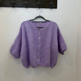 Cropped Sleeve Mohair Cardigan - Lilac