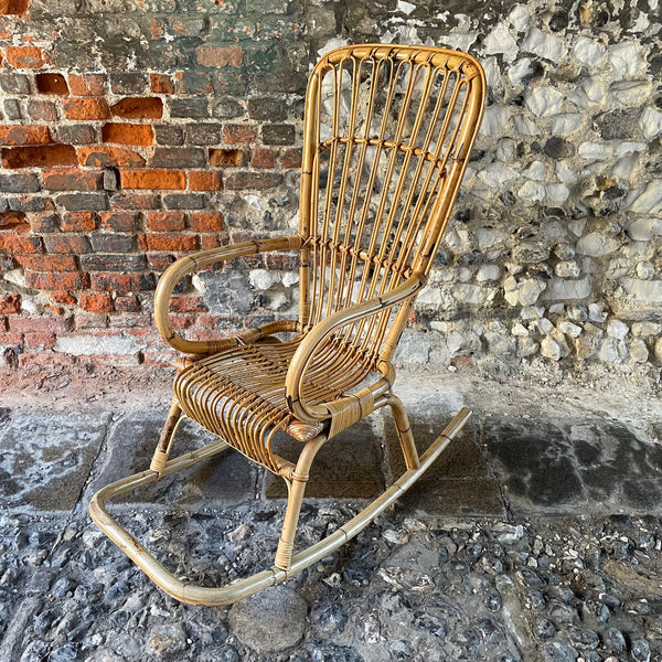 Vintage Cane and Bamboo Rocking Chair The Consortium Winchester