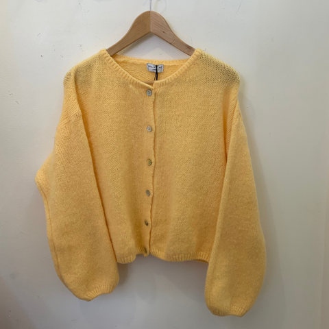 Long Sleeve Mohair Cardigan - Custard