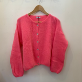 Long Sleeve Mohair Cardigan - Barbie Pink