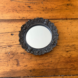Antiqued Black Ornate Framed Small Mirror