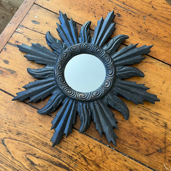 Antiqued Black Ornate Framed Mirror