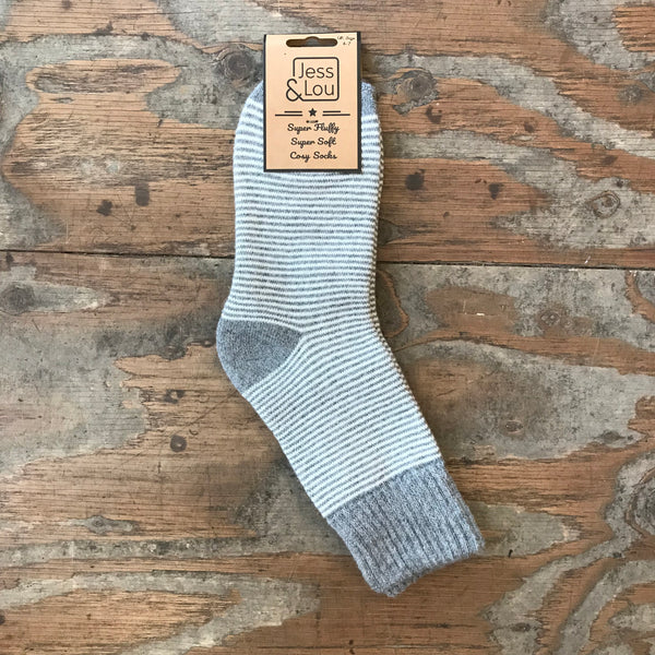 Grey Rib Ladies Stripe Socks