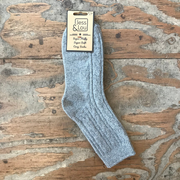 Grey Cable Knit Ladies Socks