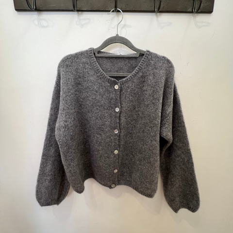 Long Sleeve Mohair Cardigan - Grey