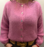 Long Sleeve Mohair Cardigan - Bubblegum Pink