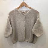 Cropped Sleeve Mohair Cardigan - Stone