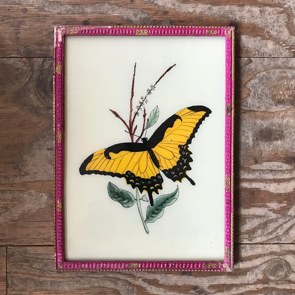 Vintage Glass Print Butterfly - Large