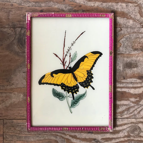 Vintage Glass Print Butterfly - Large
