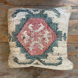 Cotton Jute Kilim Cushion -Green and Orange