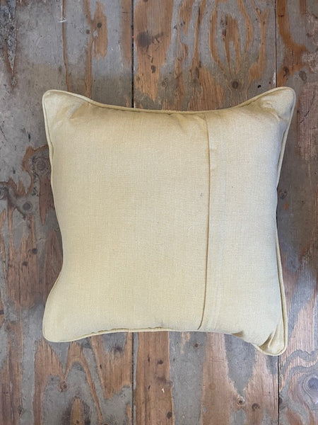 Cotton Jute Kilim Cushion -Green and Orange