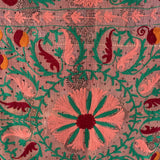 Vintage Embroidered Green Kantha Throw
