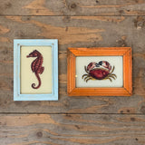 Vintage Glass Framed Paintings Sealife - Small