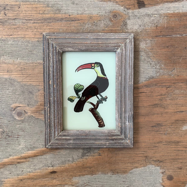Vintage Glass Framed Paintings Birds - Extra Small