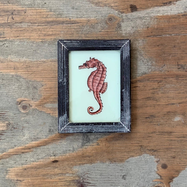 Vintage Glass Framed Paintings Seahorse - Extra Small