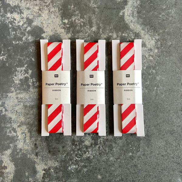 Striped Ribbon - Red and White
