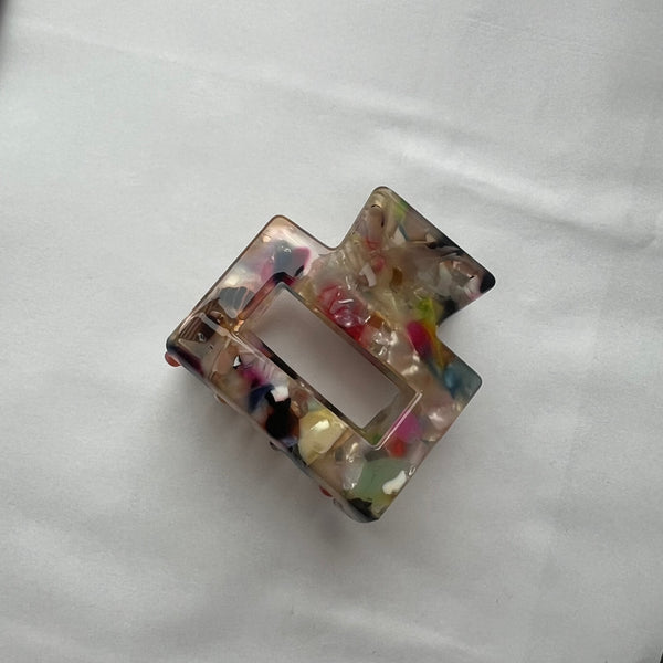 Resin Claw Clip In Rainbow Multi