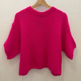 Cropped Mohair Jumper - Hot Pink