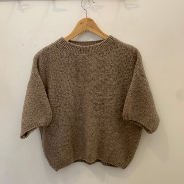 Cropped Sleeve Mohair Jumper Truffle