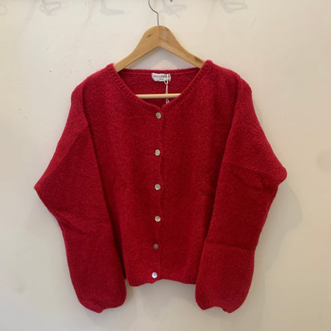 Long Sleeve Mohair Cardigan Moody Cerise