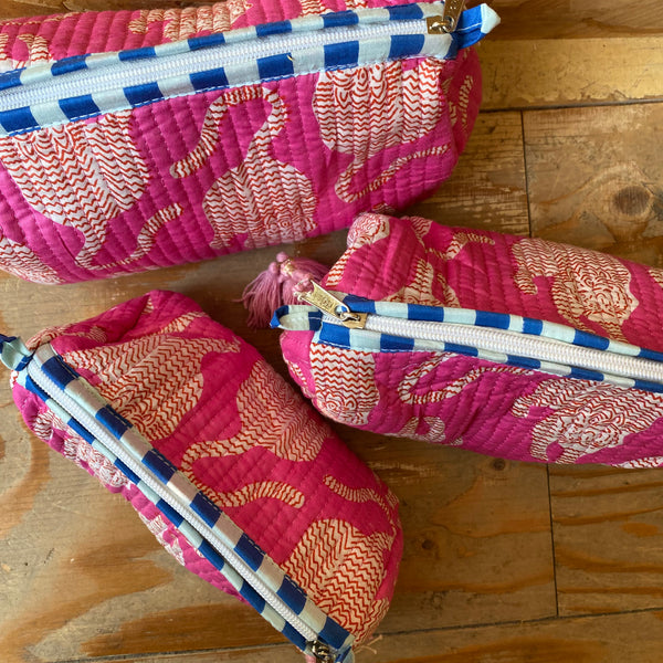 Quilted Wash Bag - Pink Tiger