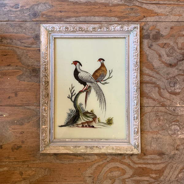 Vintage Glass Framed Painting Pheasant - Large