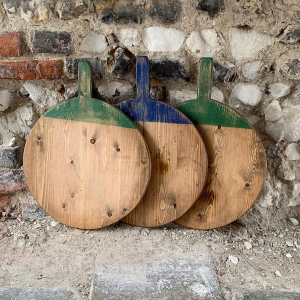 Vintage Wooden Serving Board Round - Green