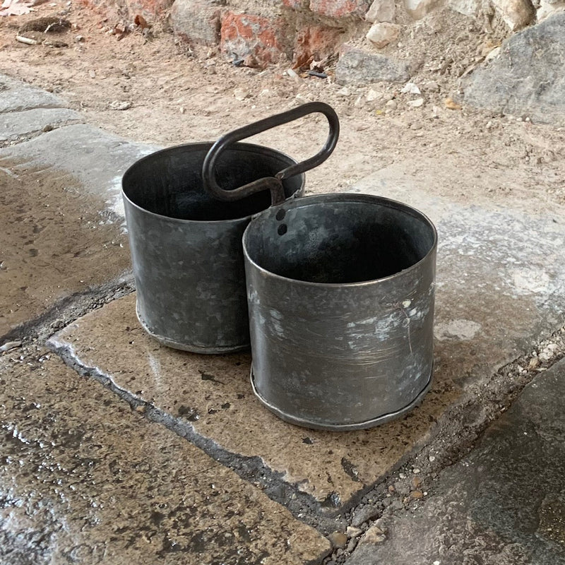 Small Double Galvanized Planter
