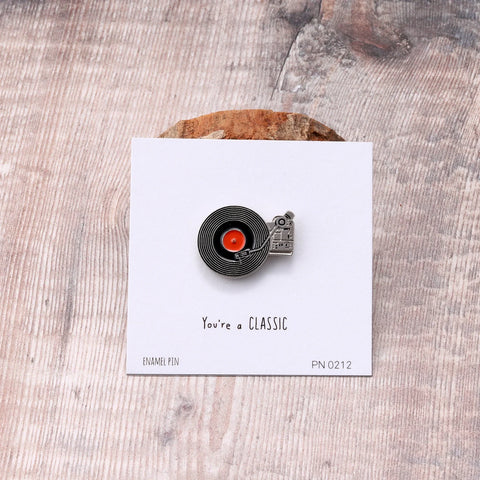 Attic Creations 'You're Classic Vinyl Player' Enamel Pin Badge