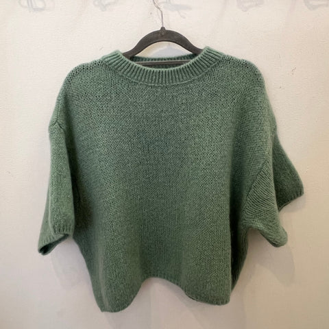 Cropped Mohair Jumper - Sage