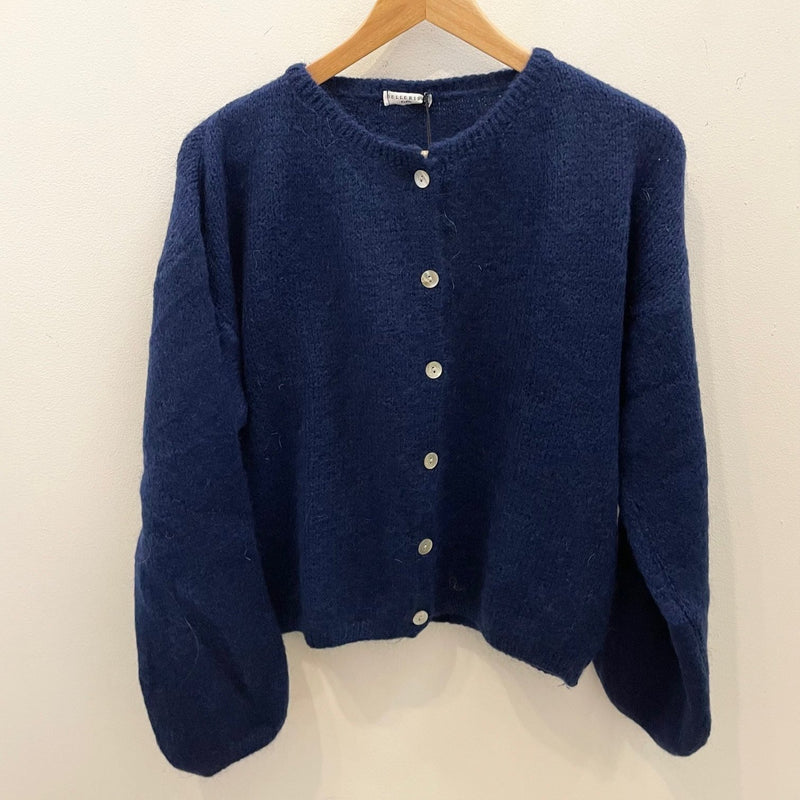 Long Sleeve Mohair Cardigan - Navy