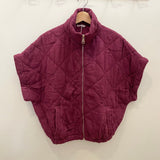 Dropped Shoulder Quilted Gilet - Burgandy