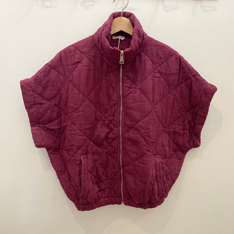 Dropped Shoulder Quilted Gilet - Burgandy