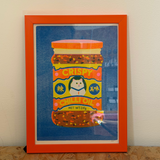 Naomi Wilkinson  Chilli Crisp Oil Riso Print - Orange Frame