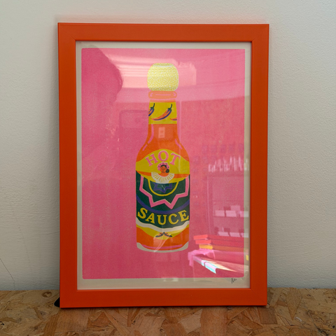 Naomi Wilkinson - Pink Chilli Sauce Riso - Orange Frame