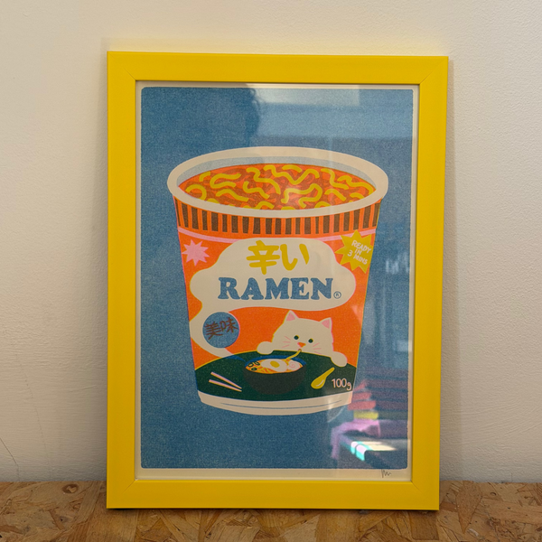 Naomi Wilkinson  Ramen Riso Print - Yellow Frame