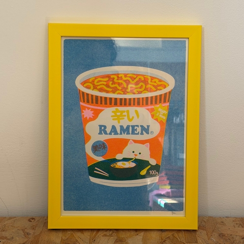 Naomi Wilkinson  Ramen Riso Print - Yellow Frame