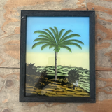 Vintage Glass Framed Painting Palm Tree - Medium