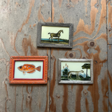 Vintage Glass Framed Paintings Animals - Small