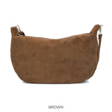 Suede Leather Half Moon Bag
