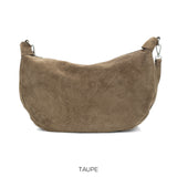 Suede Leather Half Moon Bag