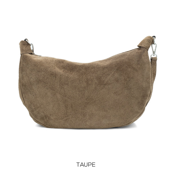 Suede Leather Half Moon Bag