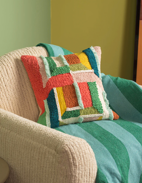 Ian Snow Abstract Texture Embroidered Cushion  Styled