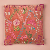 Ian Snow Dusty Rose Velvet Flower Embroidered Cushion
