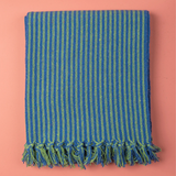 Ian Snow Green & Blue Recycled Cotton Striped Throw
