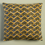 Ian Snow Olive & Navy Spade Block Print Cushion