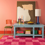 Ian Snow Pixie Check & Scallop Recycled Cotton Rug with table