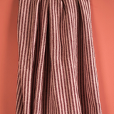 Ian Snow Plum & Dusty Rose Recycled Cotton Striped Throw portion